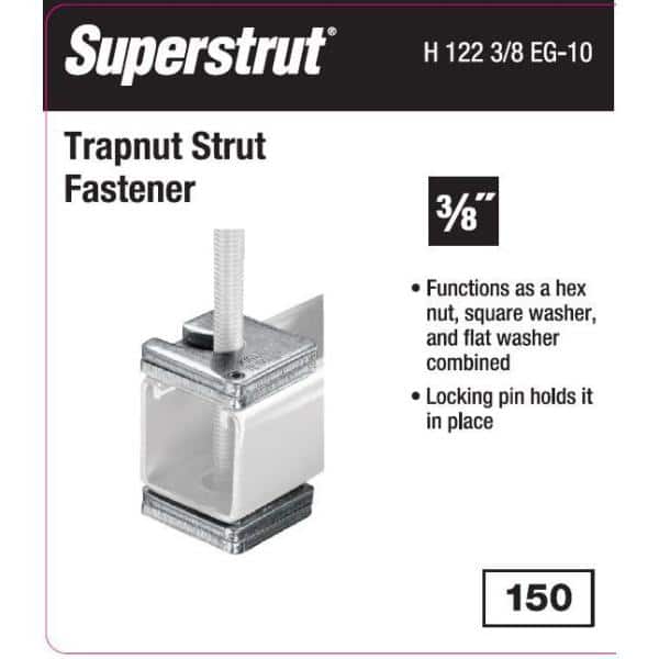 Kindorf 3/8 in. Trapnut Steel Fastener - Silver Galvanized (3-Pack) - Strut  Fitting H 122 3/8 EG-10 - The Home Depot