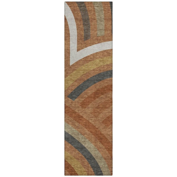 Chantille Machine Washable Indoor/Outdoor Abstract ACN2467 Terracotta 2 ft. x 7 ft. Runner Rug