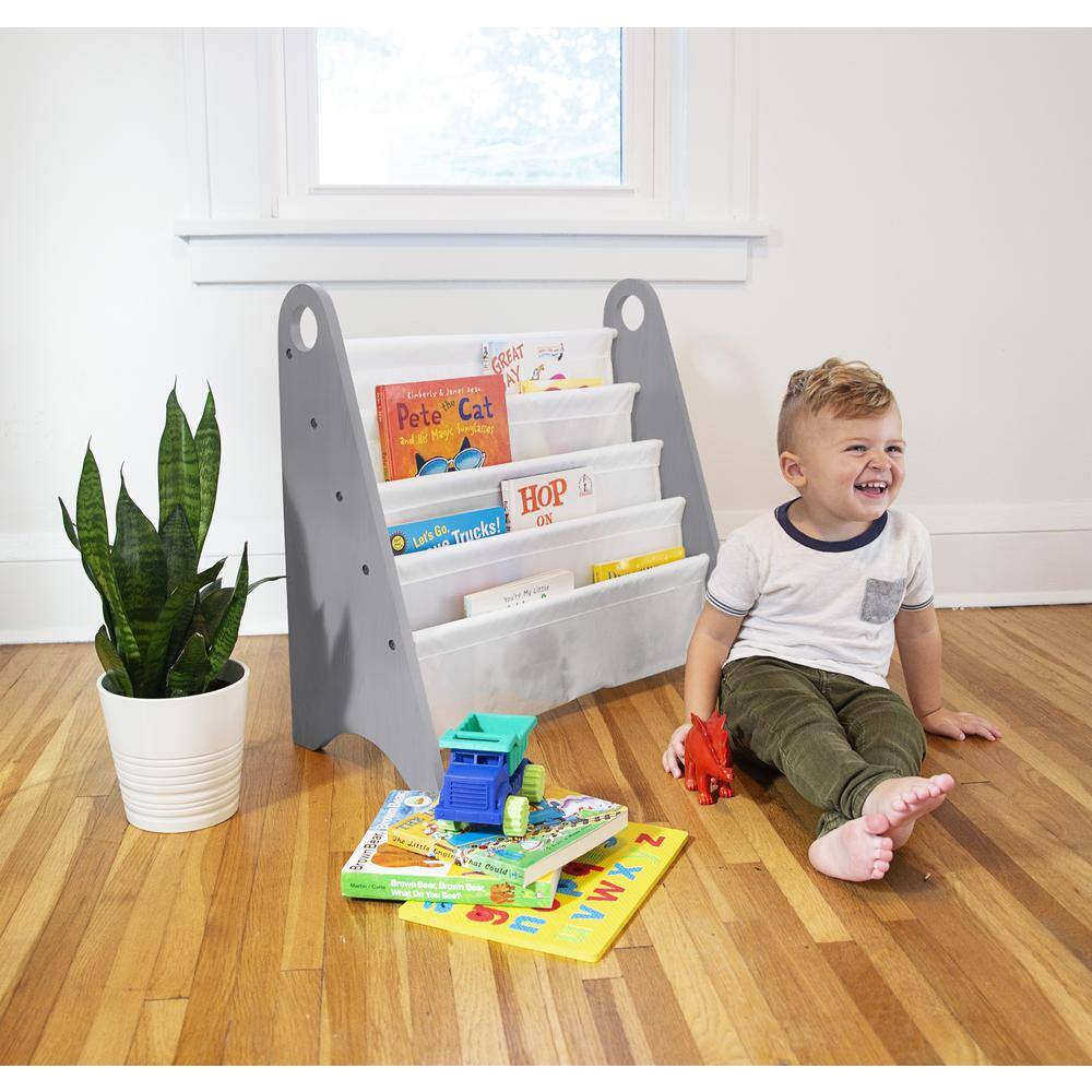 White and Gray Modern Sling Kids Bookshelf