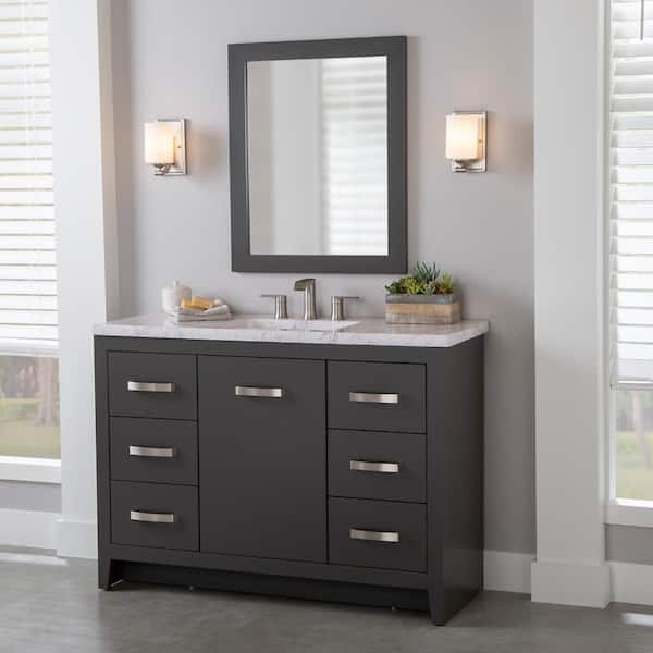 Home Decorators Collection Blakely 49 in. W x 19 in. D x 36 in. H Single Sink Freestanding Bath Vanity in Shale Gray with Lunar Cultured Marble Top