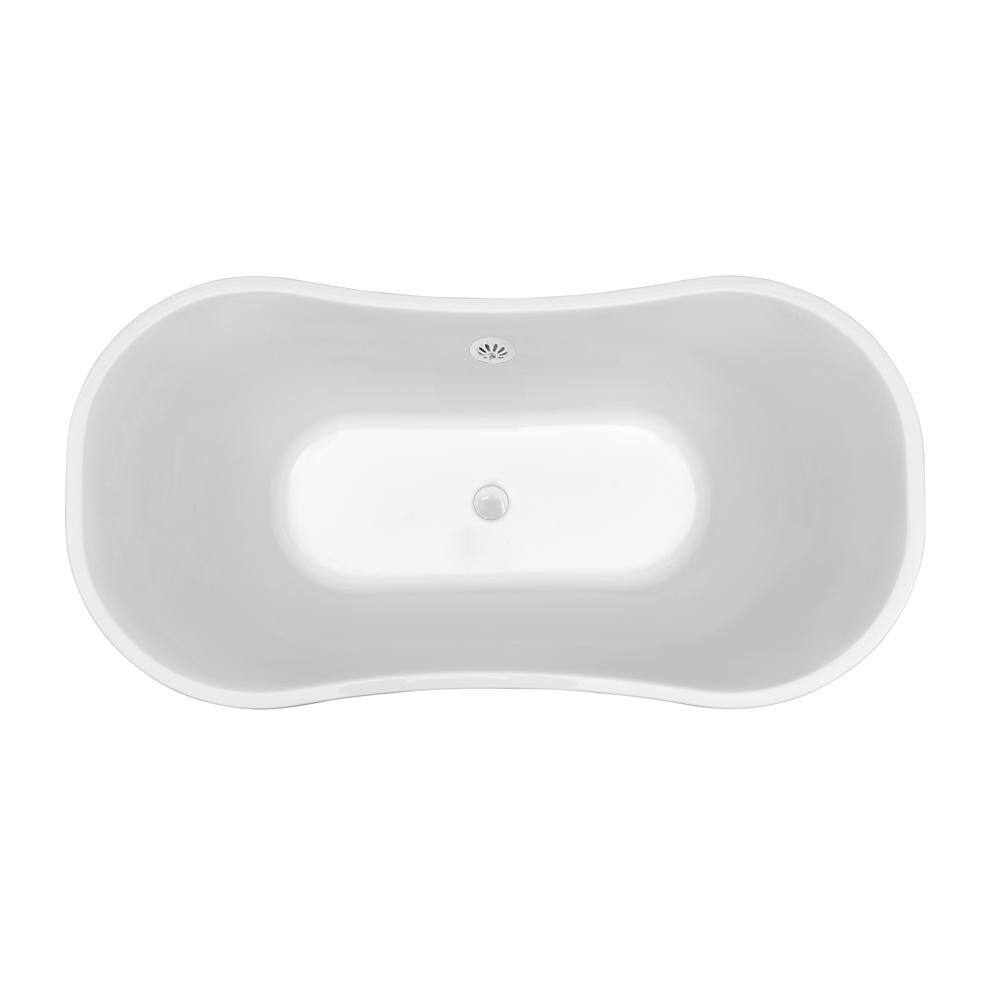 60" Glossy White Freestanding Acrylic Soaking Bathtub