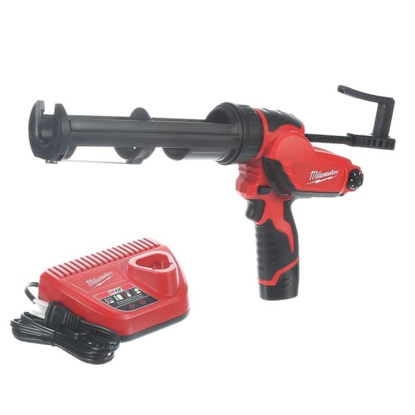 Milwaukee M12 12V Lithium Ion Cordless 10 oz. Caulk and Adhesive Gun Kit with 1 1.5Ah Battery and Charger 2441 21 The Home Depot