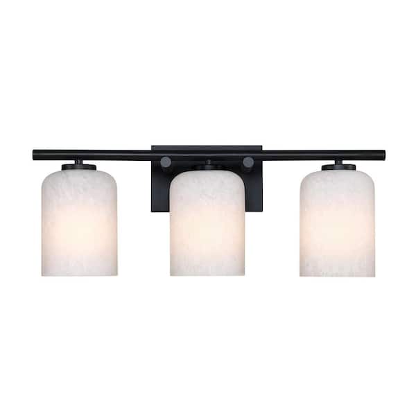 Bluestone Ridge 24 in. 3-Light Matte Black Wall Vanity Light for Bathrooms