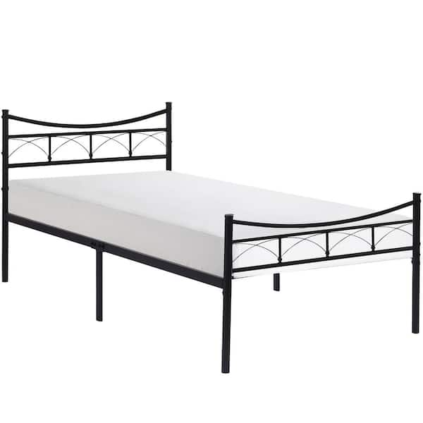 VECELO Victorian Bed Frame ，Black Metal Frame，Twin Size, 39" W, Carbon ...