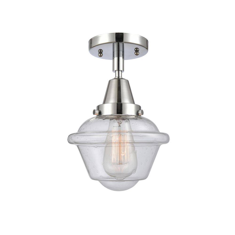 Oxford 7.5 in. 1-Light Polished Chrome Traditional Flush Mount with Seeded Glass Shade price history on PriceWatchPro