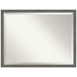 Regis Barnwood Grey Narrow 42.5 in. W x 32.5 in. H Wood Framed Beveled Wall Mirror in Gray