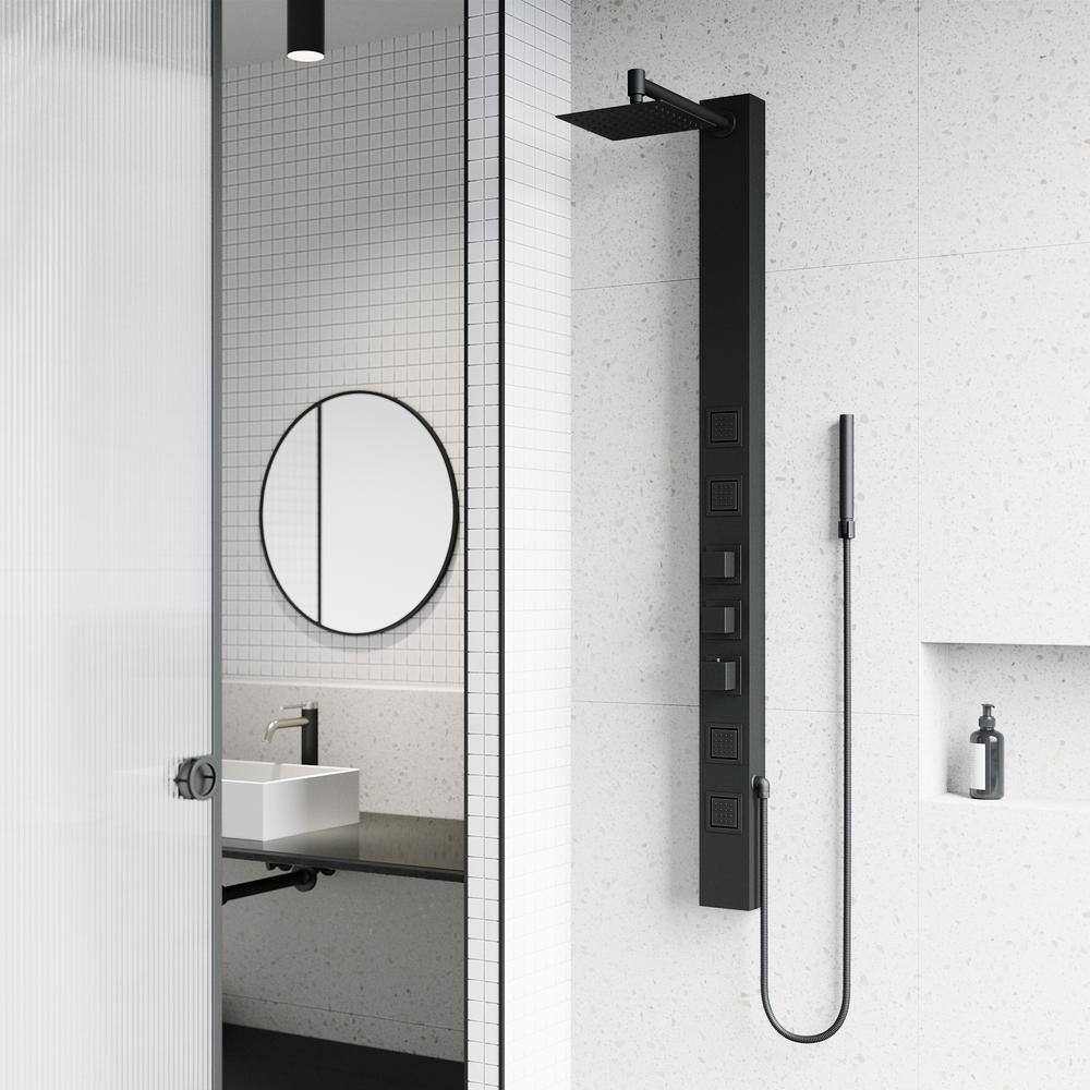 Matte Black 58" Shower Panel with Handheld and Jets