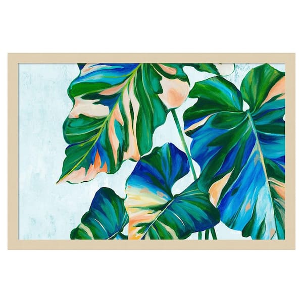 Amanti Art Blue Tropical Leaves I by Alex Black 1 Piece Framed Giclee Nature Art Print 17 in. x 25 in.