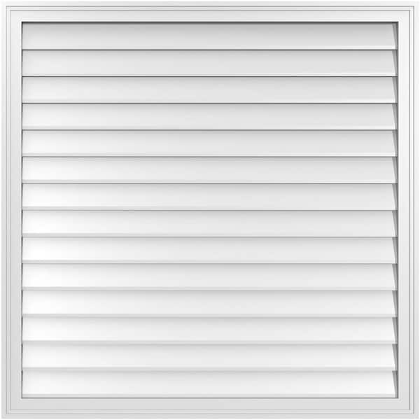 Ekena Millwork 42 in. x 42 in. Vertical Surface Mount PVC Gable Vent: Decorative with Brickmould Frame