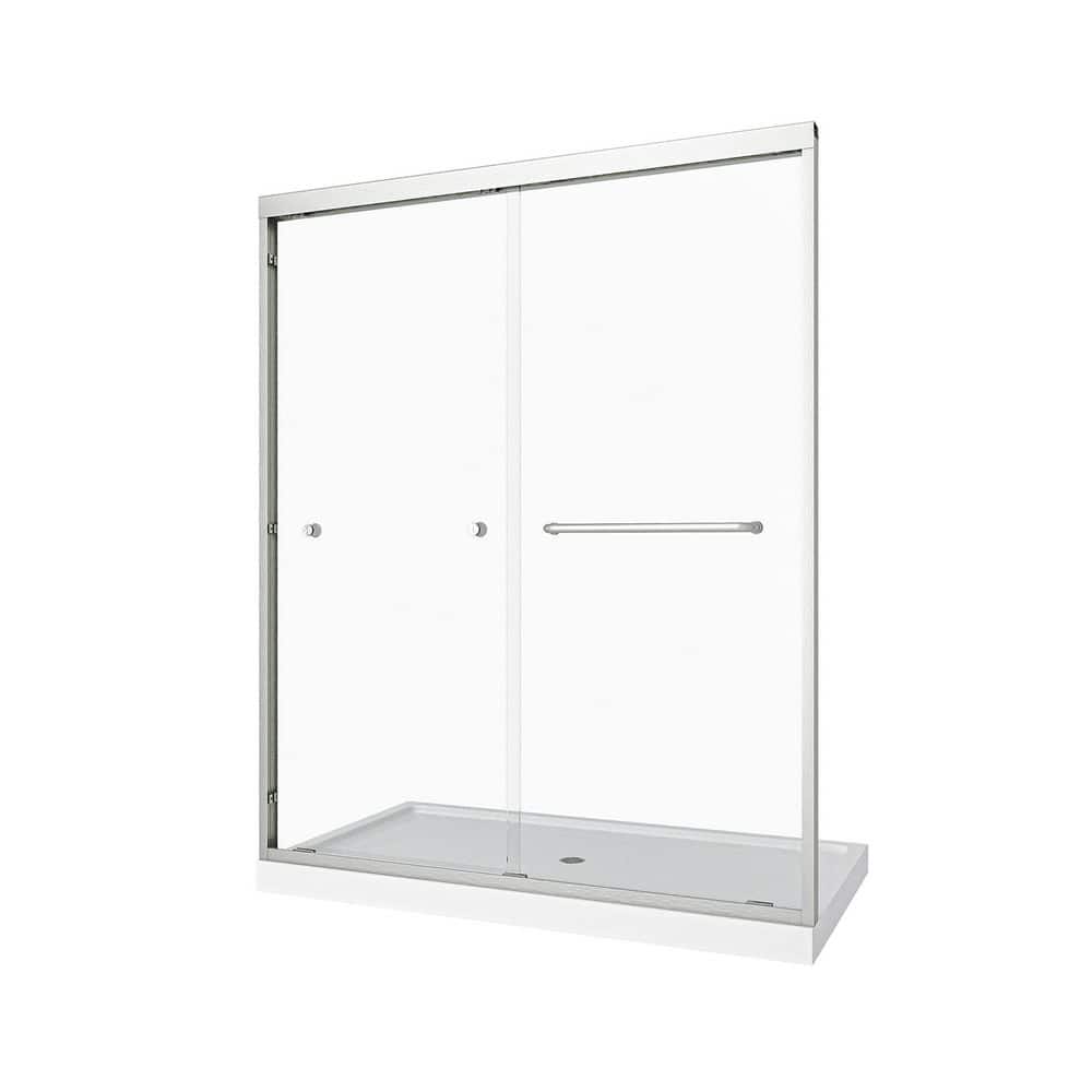 54 in.-60 in. W x 72 in. H  Double Bypass Sliding Framed Shower Door in Brushed Nickel with Tempered price history on PriceWatchPro