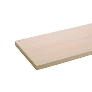 Project Board - 96 in. x 6 in. x 1 in. - Unfinished S4S Poplar Hardwood w/No Finger Joints - Ideal for DIY Shelving