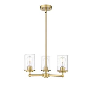 Thayer 19 in. 3-Light Luxe Gold Chandelier with Clear Glass Shades