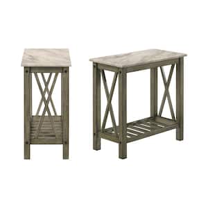 New Classic Furniture Eden 12 in. Gray Rectangle Faux Marble Top End Table (Set of 2)