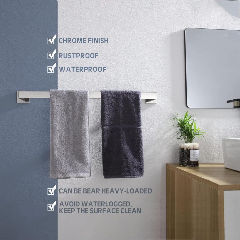 20-Inch Polished Chrome Stainless Steel Wall Mounted Towel Bar
