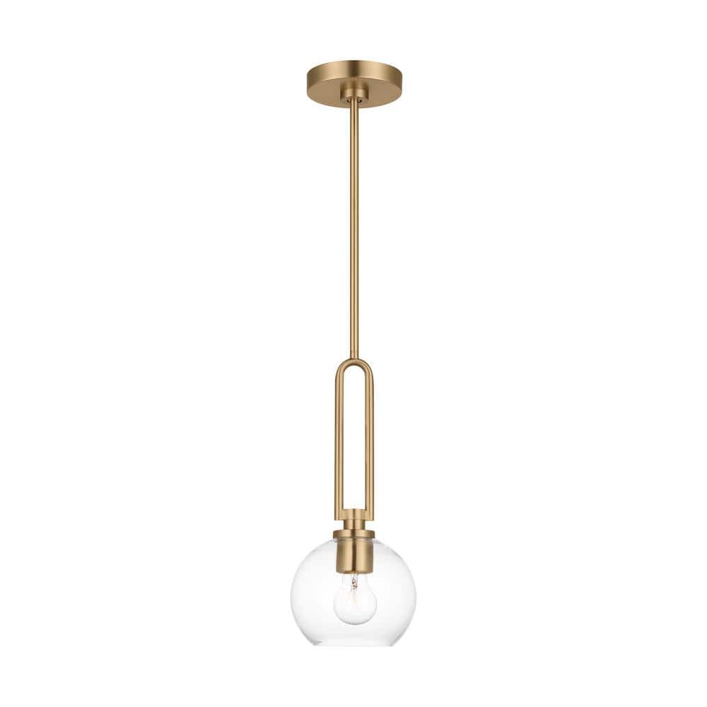 Bardo 1-Light Satin Brass Statement Mini Pendant Light with Clear Glass Shade price history on PriceWatchPro