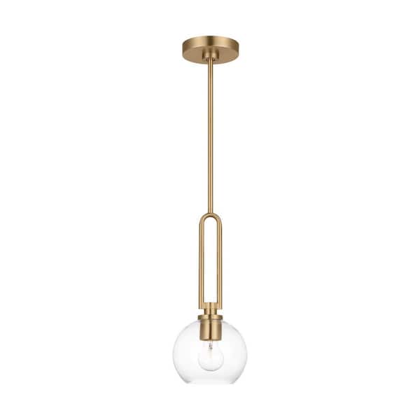 Bardo 1-Light Satin Brass Statement Mini Pendant Light with Clear Glass Shade