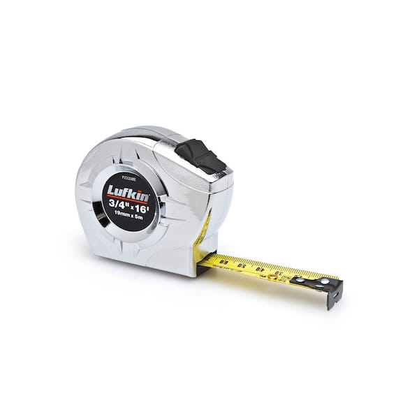 Crescent Lufkin 3/4 in. x 16 ft. P2000 Series Chrome Case Yellow Clad A12 Blade Power Return Tape Measure