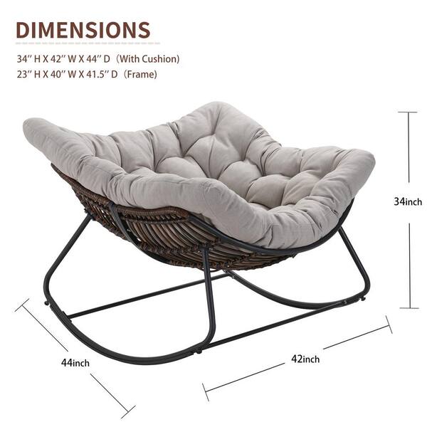 Cesicia 42.52 in. Grey Metal Outdoor Rocking Chair with
