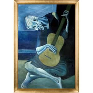 The Old Guitarist by Pablo Picasso Gold Luminoso Framed People Oil Painting Art Print 27 in. x 39 in.