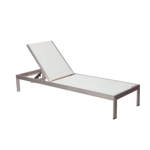 Benjara White 1-Piece Metal Outdoor Patio Lounger