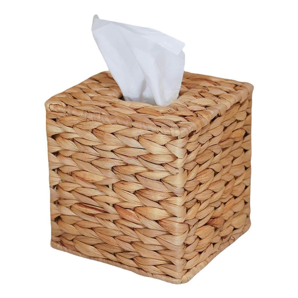 Brown Boho Decorative Water Hyacinth Handwoven Tissue Box Cover, Natural Handmade Wicker Napkin Box Holder price history on PriceWatchPro