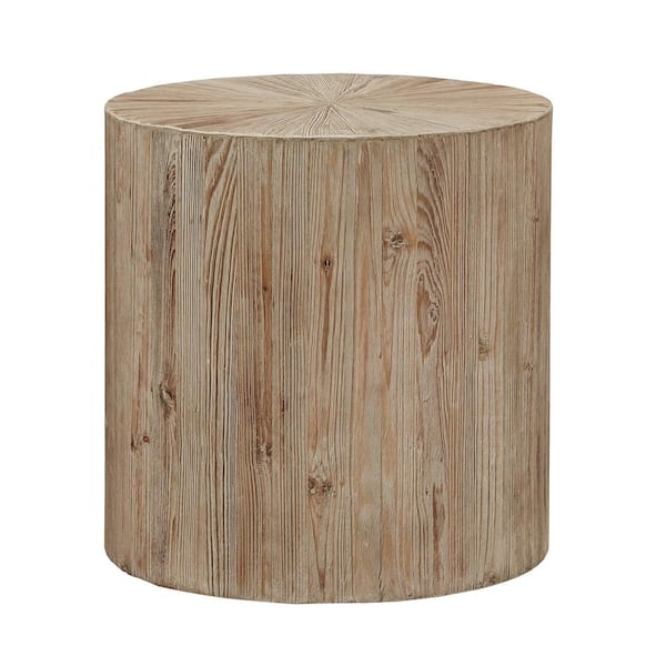 HomeSullivan Natural Distressed Reclaimed Wood Cylindrical Table