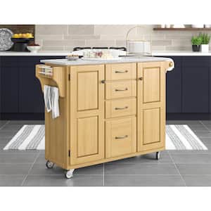 Create-a-Cart Natural Kitchen Cart with Salt and Pepper Granite Top