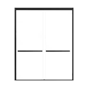 76 in. H x 60 in. W Sliding Framed Shower Door in Matte Black with Clear Tempered Glass