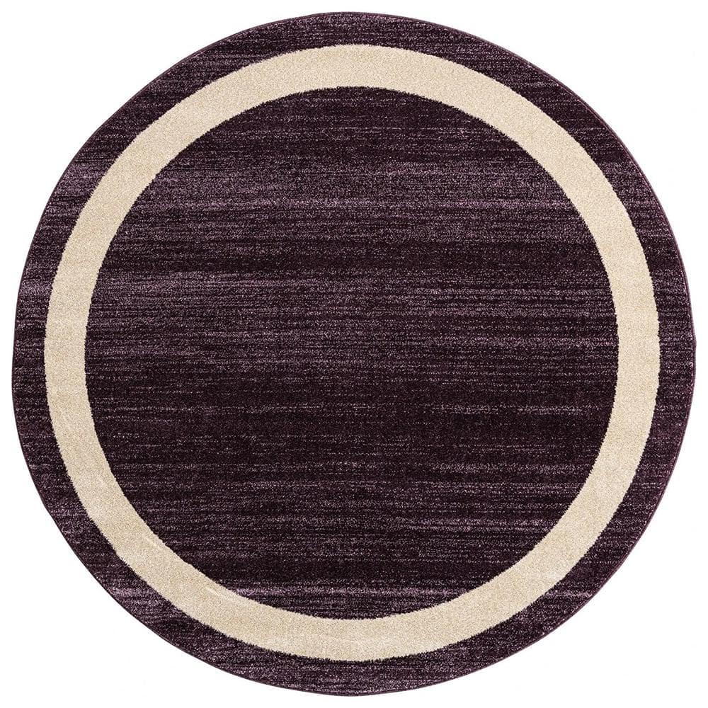 Purple Polypropylene 6 ft. x 6 ft. Solid Color Indoor Round Area Rug