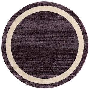 Purple Polypropylene 6 ft. x 6 ft. Solid Color Indoor Round Area Rug