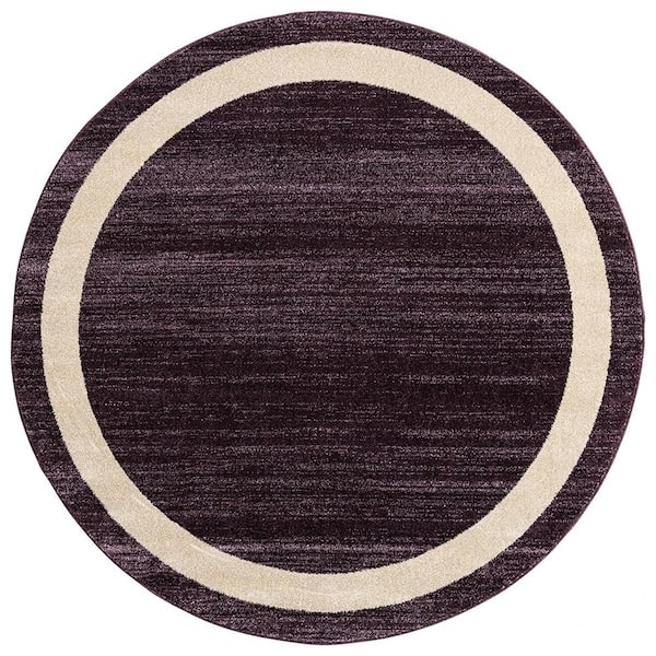 Purple Polypropylene 6 ft. x 6 ft. Solid Color Indoor Round Area Rug