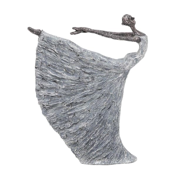 Litton Lane 3 in. x 16 in. Gray Polystone Dancer Sculpture