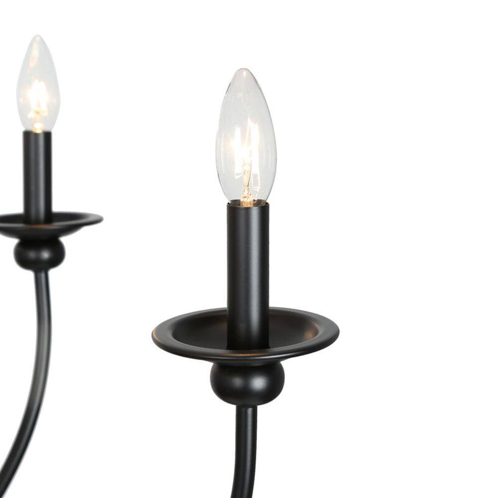 Matte Black Metal 9-Light Candle Circle Chandelier