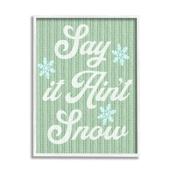 Stupell Industries Green Say It Ain't Snow by Lil' Rue 1 Piece Framed Graphic Print Typography Poster Art Print 20 in. x 16 in.