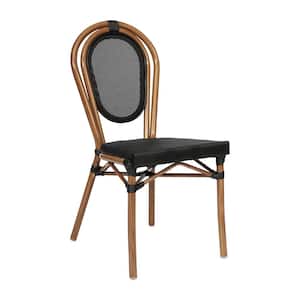 Brown Aluminum Outdoor Dining Chair in Black