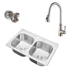 eModernDecor Topmount Drop-In 18-Gauge Stainless Steel 33 in. x 22 in ...