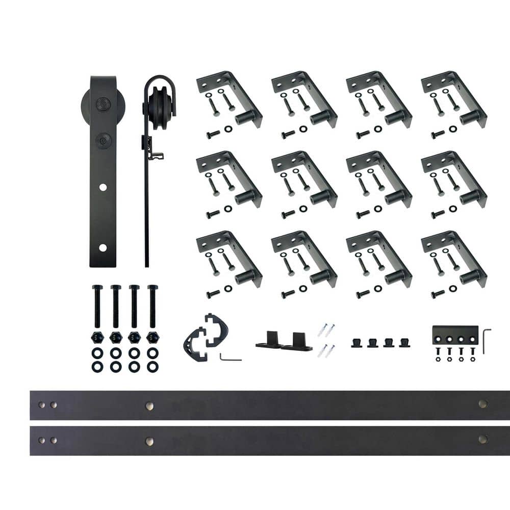 16 ft./192 in. Black Rustic Ceiling Mount Non-Bypass Sliding Barn Door Track and Hardware Kit for Single Door price history on PriceWatchPro