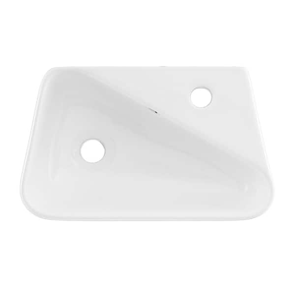 Swiss Madison Plaisir 18 in. x 11 in. Ceramic Wall Hung Vessel Sink with Right Side Faucet Mount in White
