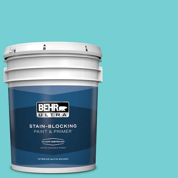 BEHR ULTRA 5 gal. #P460-3 Soft Turquoise Extra Durable Satin Enamel Interior Paint & Primer