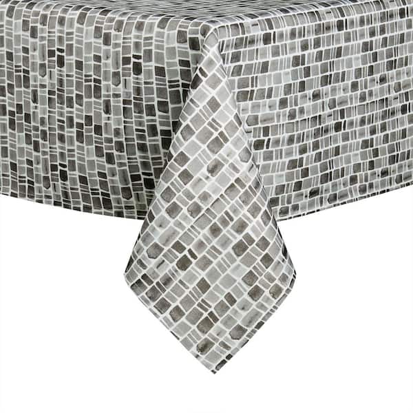 Tommy Bahama Caribbean Geometric 60 in. W x 84 in. L Grey and White Polyester Indoor/Outdoor Tablecloth