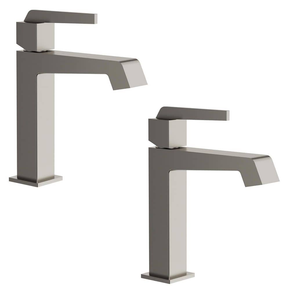 2 Pack 8.75 in. Height Minimalism 1 Handle Single Hole Bathroom Sink Faucet Spot Resistant in Brushed Nickel with Drain price history on PriceWatchPro