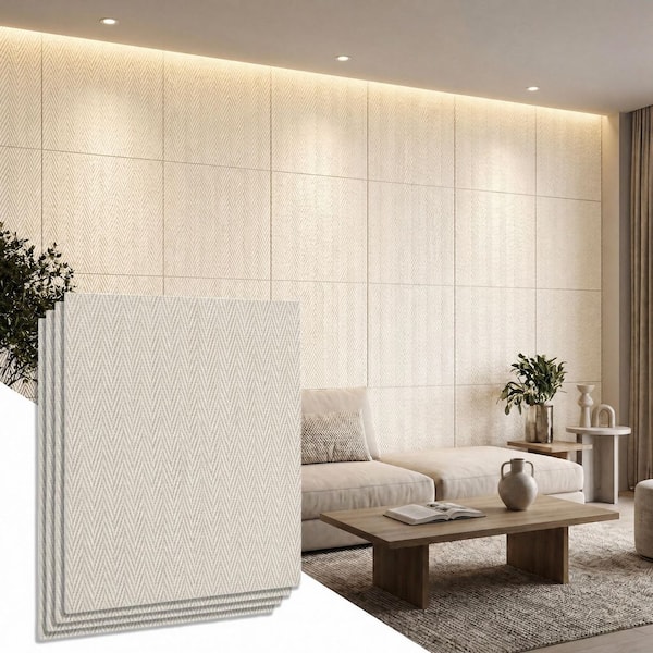 XRAMFY 0.14 in. x 2 ft. x 2 ft. Beige Composite Square Edge 3D