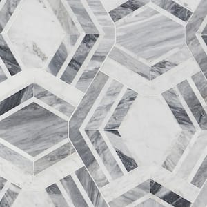 Tenor Gray 18 in. x 11 in. Polished Marble Mosaic Tile (1.37 sq. ft./Sheet)