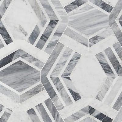 Tenor Gray 18 in. x 11 in. Polished Marble Mosaic Tile (1.37 sq. ft./Sheet)