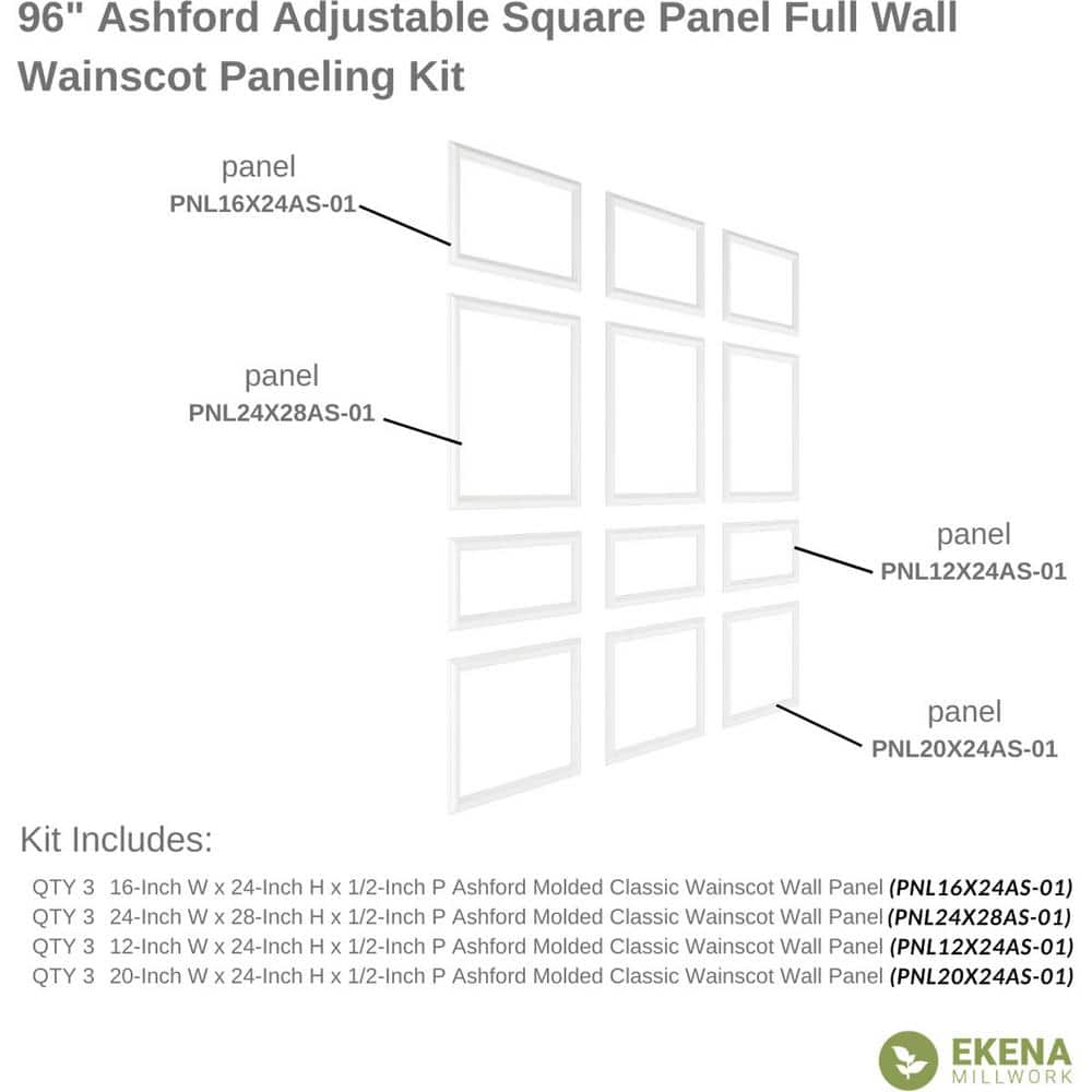 Adjustable White Polyurethane Full Wall Wainscot Paneling Kit