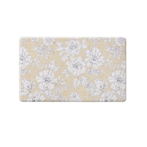 Laura Ashley Yellow Iris Floral 17.5 in. x 32 in. Anti-Fatigue Wellness Mat