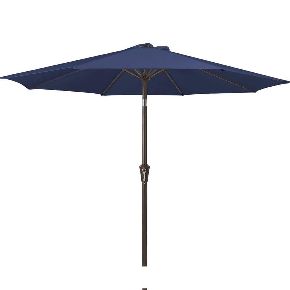 9 ft. Iron Outdoor Patio Umbrella Outdoor Table Umbrella with Push Button Tilt and Crank for Garden, Deck in Deep Blue price history on PriceWatchPro
