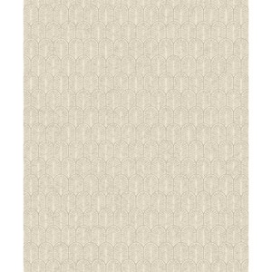 Lustre Collection Beige Geometric Arch Shimmer Finish Paper on Non-woven Non-pasted Wallpaper Sample