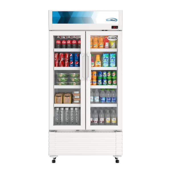 35 in. Commercial 2-Glass Door Merchandiser Refrigerator, 16.5 cu. ft. in White
