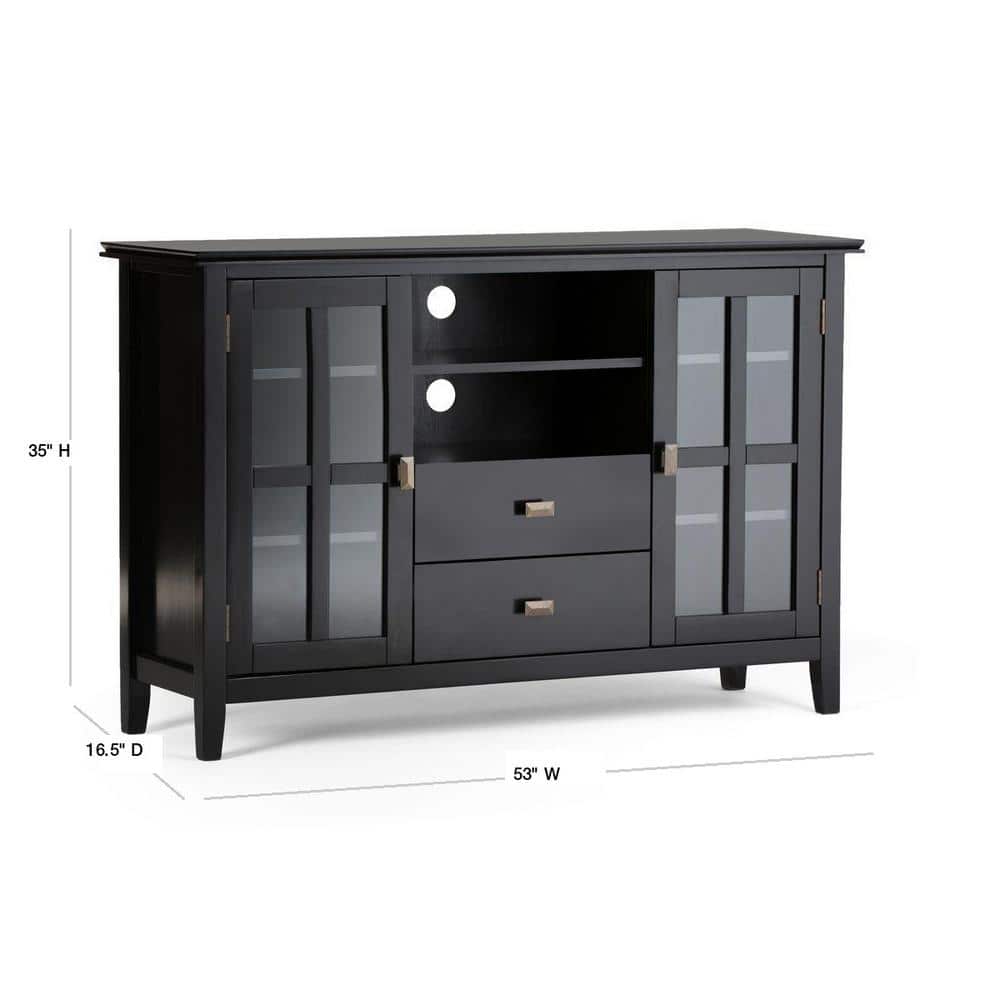 Artisan 53" Black Solid Wood Transitional TV Media Stand